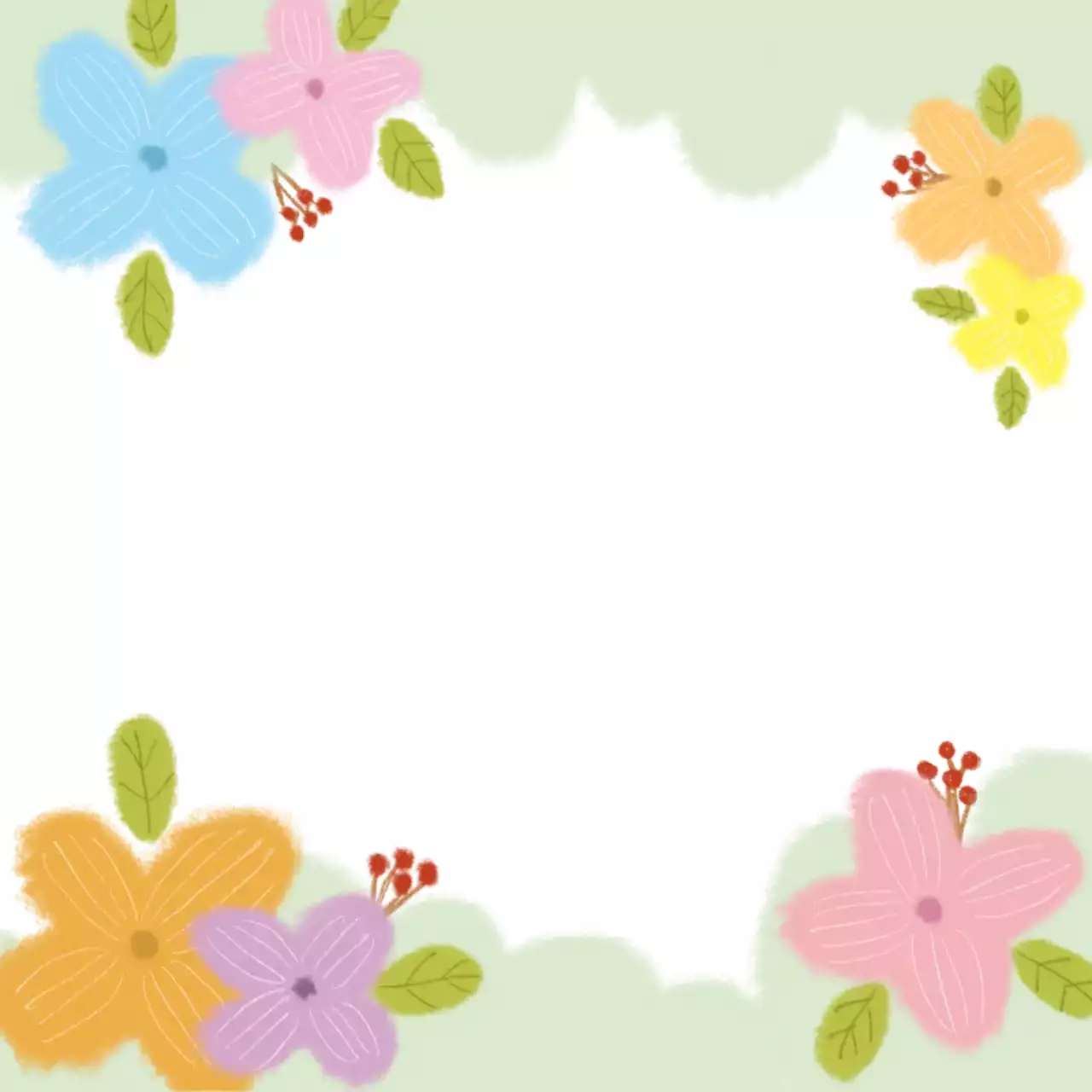 연두 아기자기한 꽃 디자인