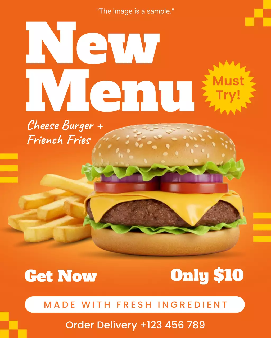 orange bold food burger promotion