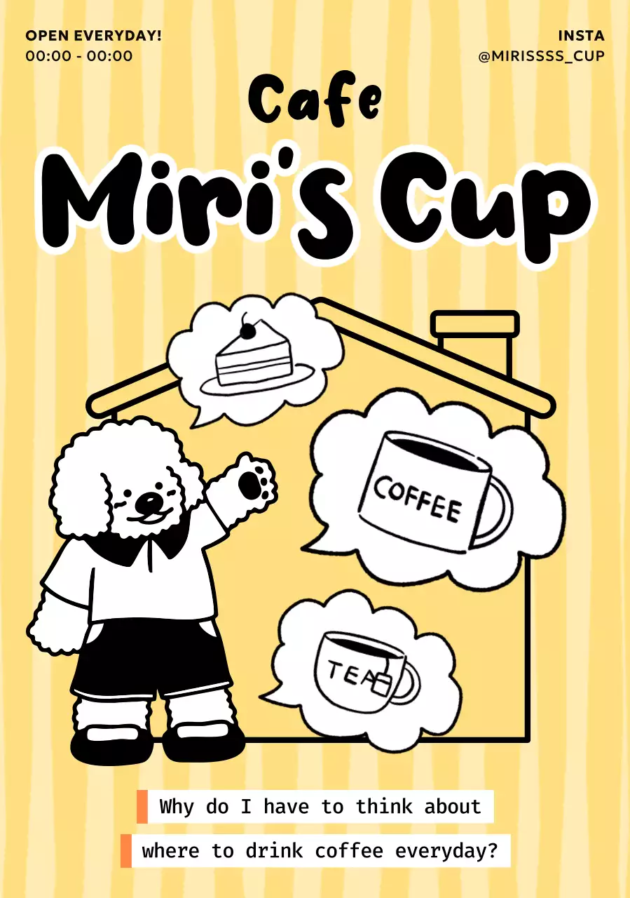 Quảng cáo quán cà phê dễ thương màu vàng