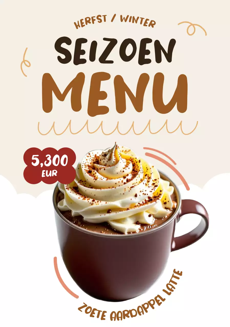 Beige Eenvoudig Drankmenu
