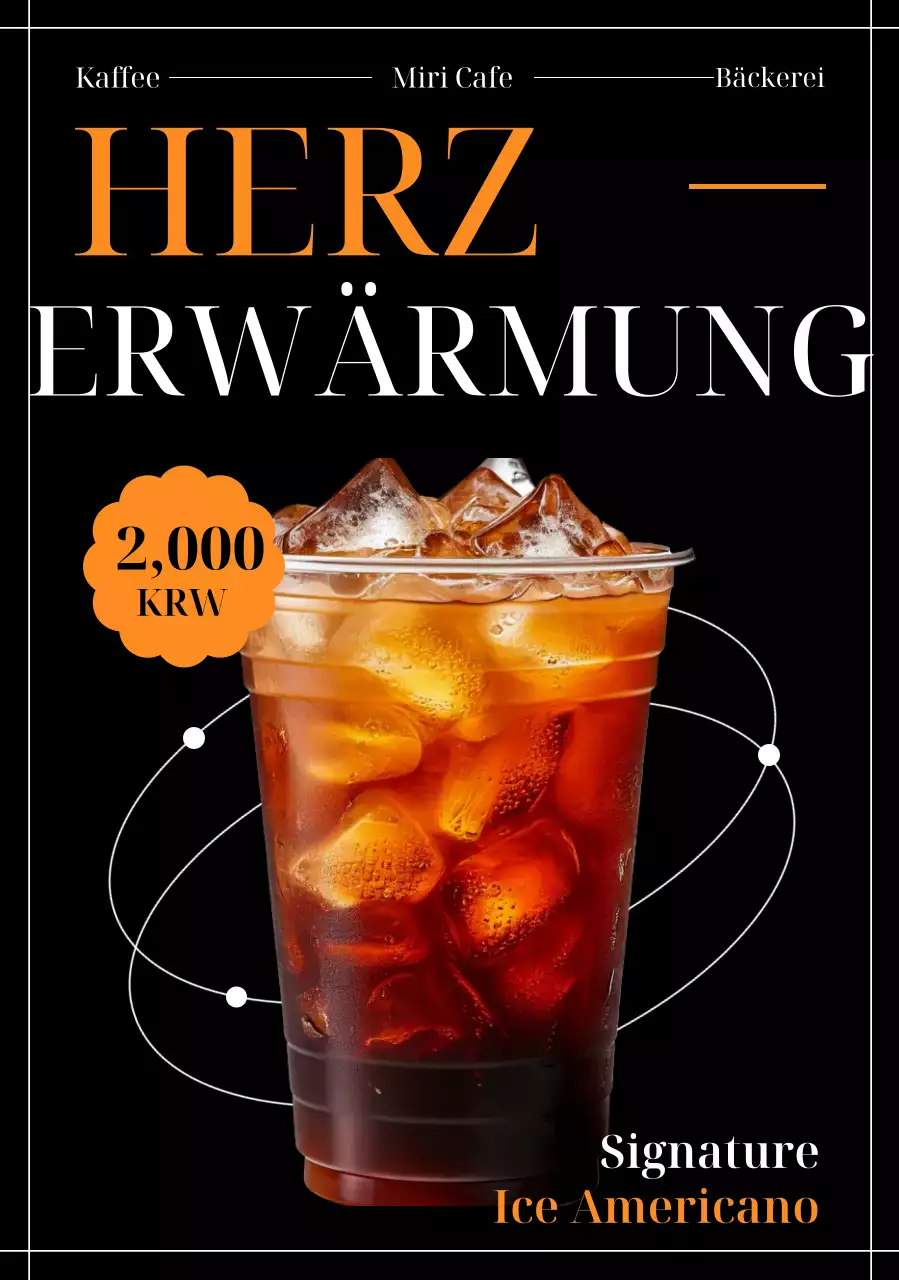 Orangefarbene moderne Kaffeeanzeige