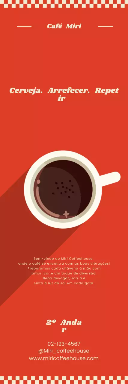 Anúncio de cafeteria retrô vermelha