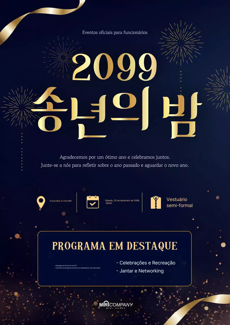 Evento de fim de ano de luxo azul marinho