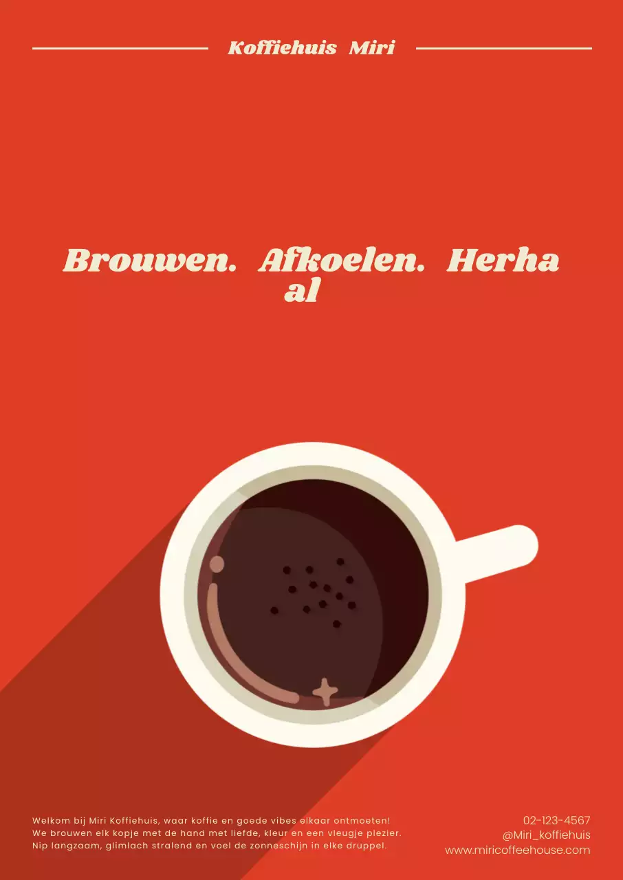 Rode moderne koffie-advertentie