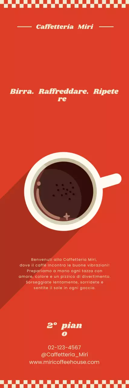 Pubblicità di una caffetteria retrò rossa