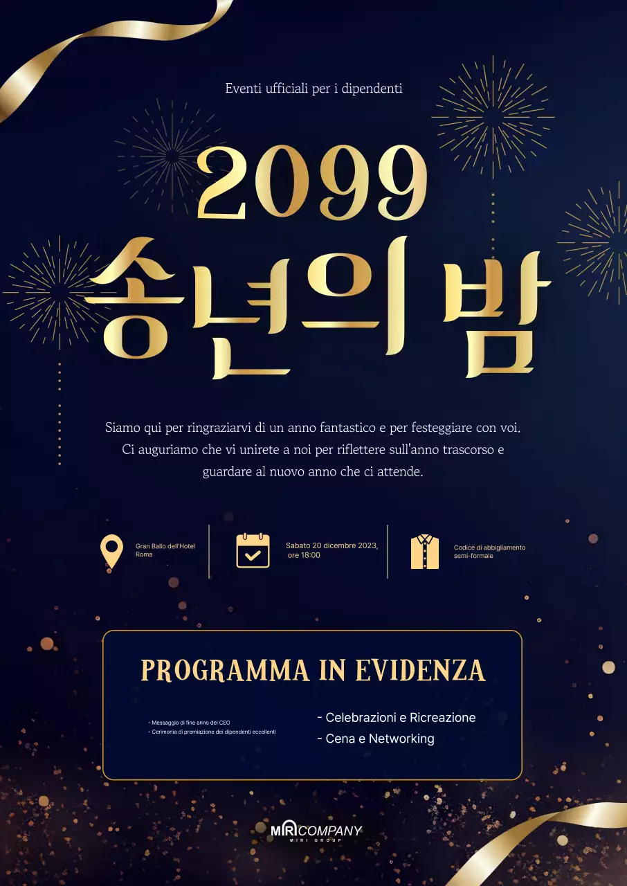 Evento di fine anno di lusso blu navy