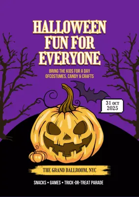 Playful Purple Cartoon Halloween Family Celebration Invitation