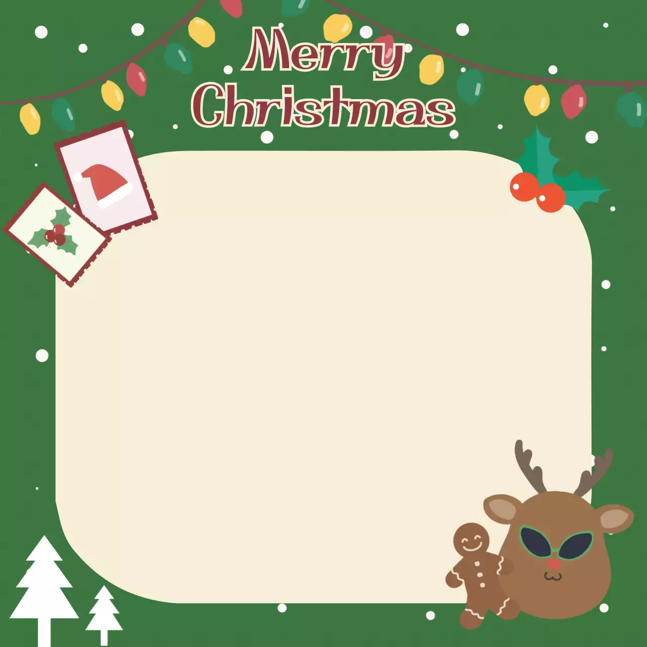 초록 아기자기한 루돌프 크리스마스 프레임