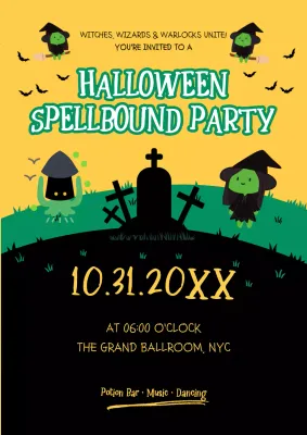 Green Fantasy Halloween Spellbound Party Invitation