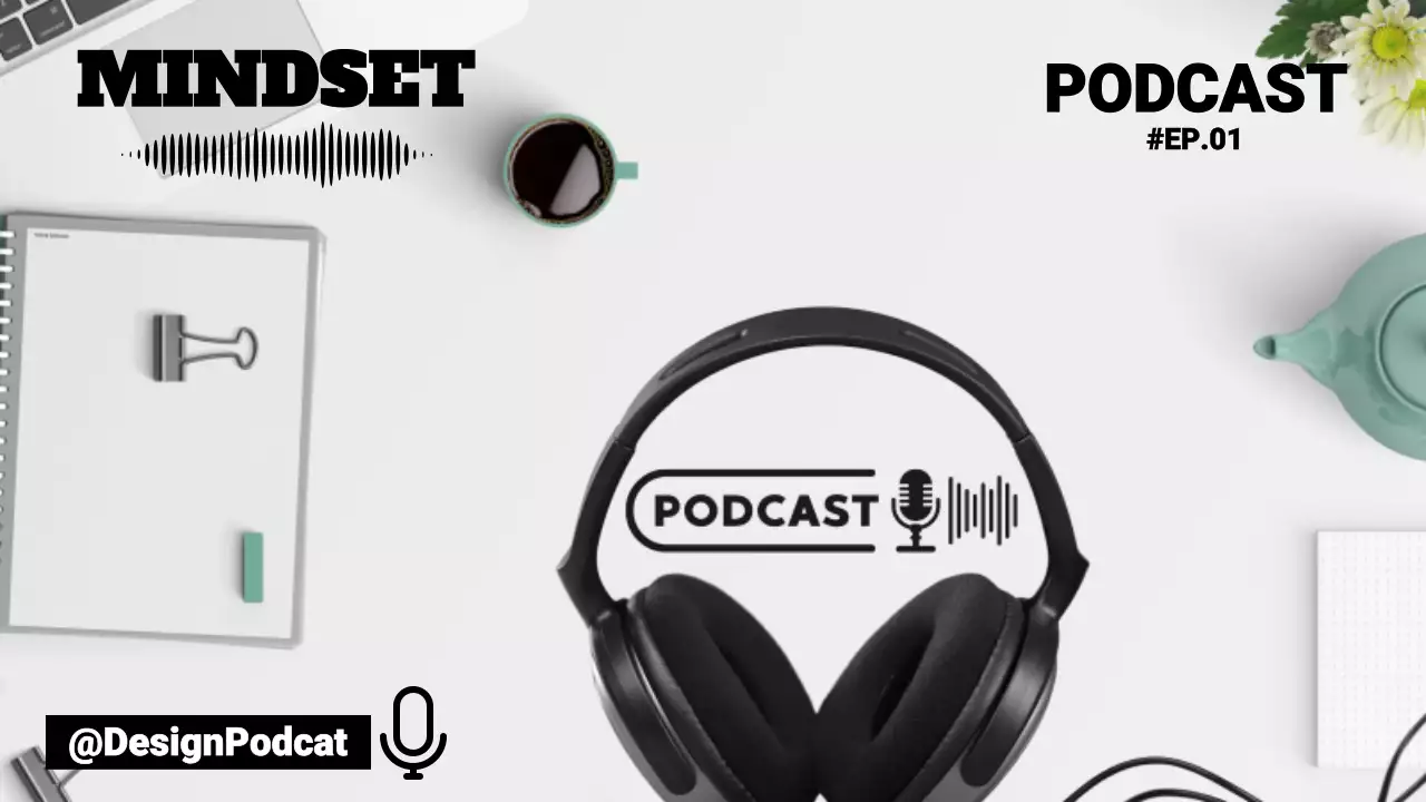 black modern podcast announcement