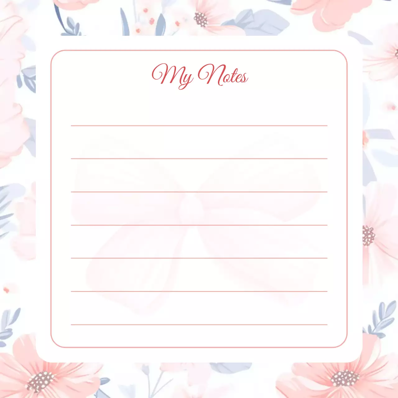 Perencana Catatan Bunga Merah Muda