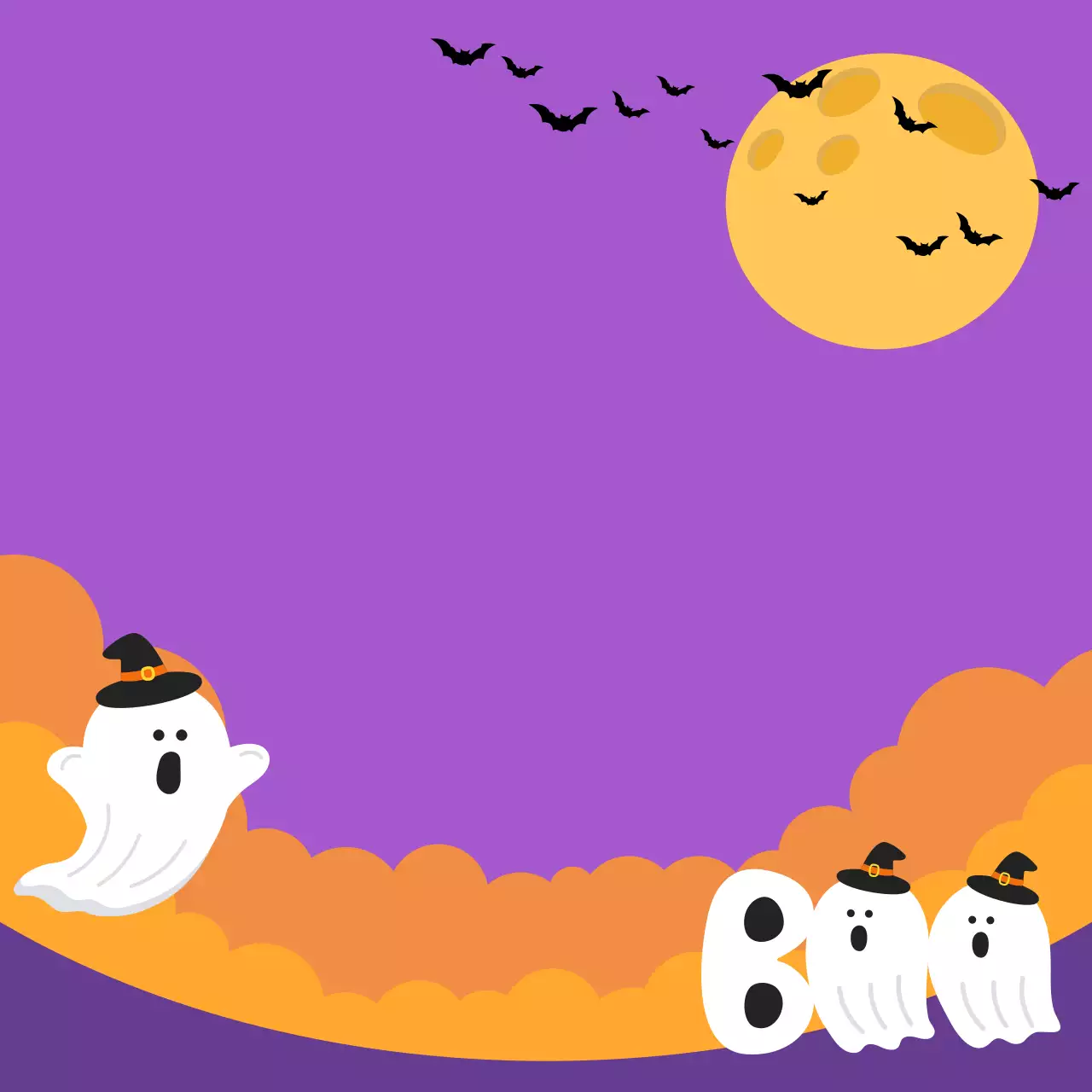 보라색 아기자기한 할로윈 행사