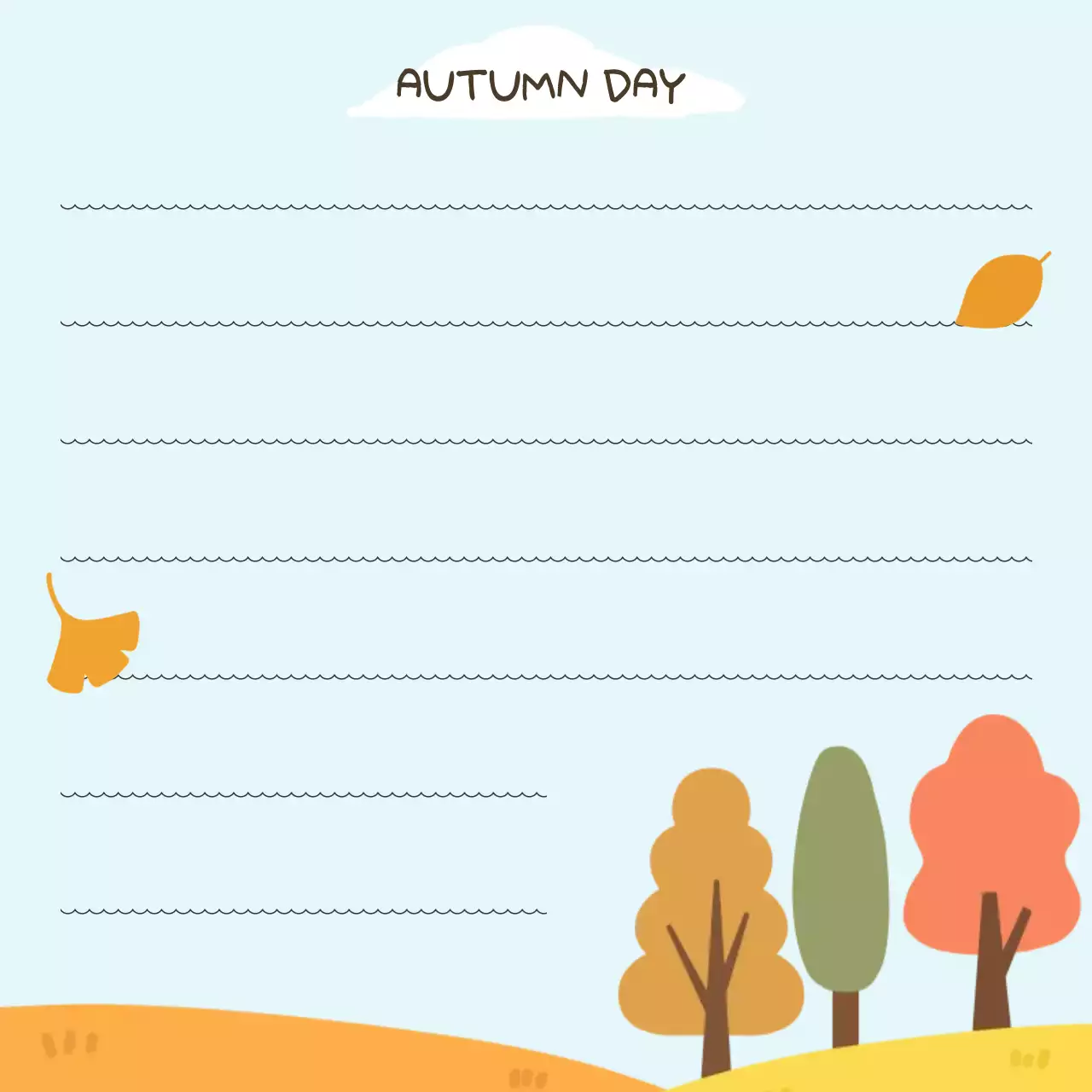 하늘색의 심플한 가을 일기장