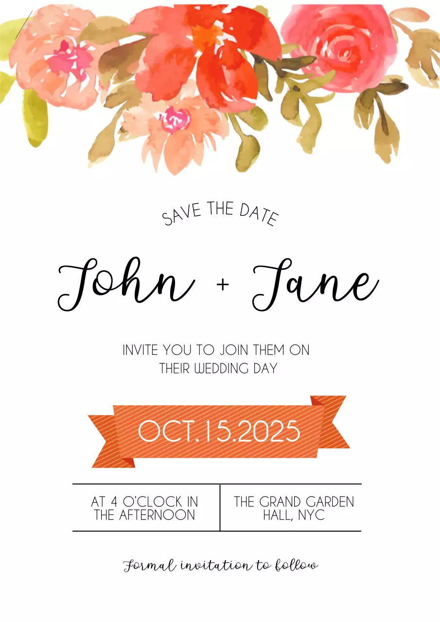 Elegant Red and White Romantic Wedding Invitation