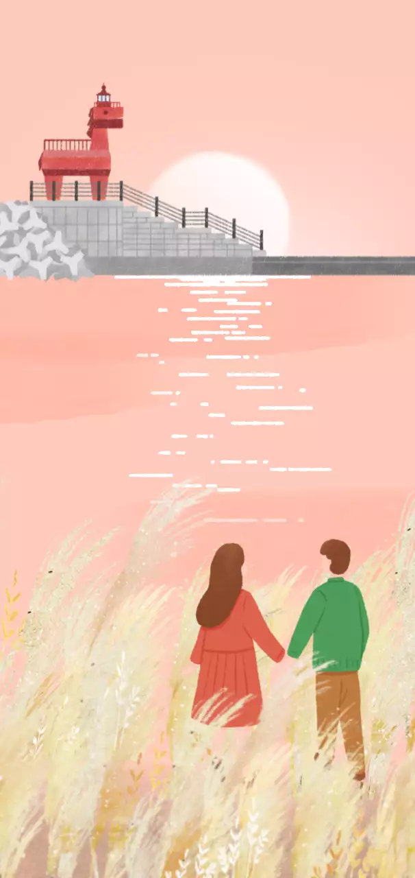 핑크 미니멀 풍경 엽서