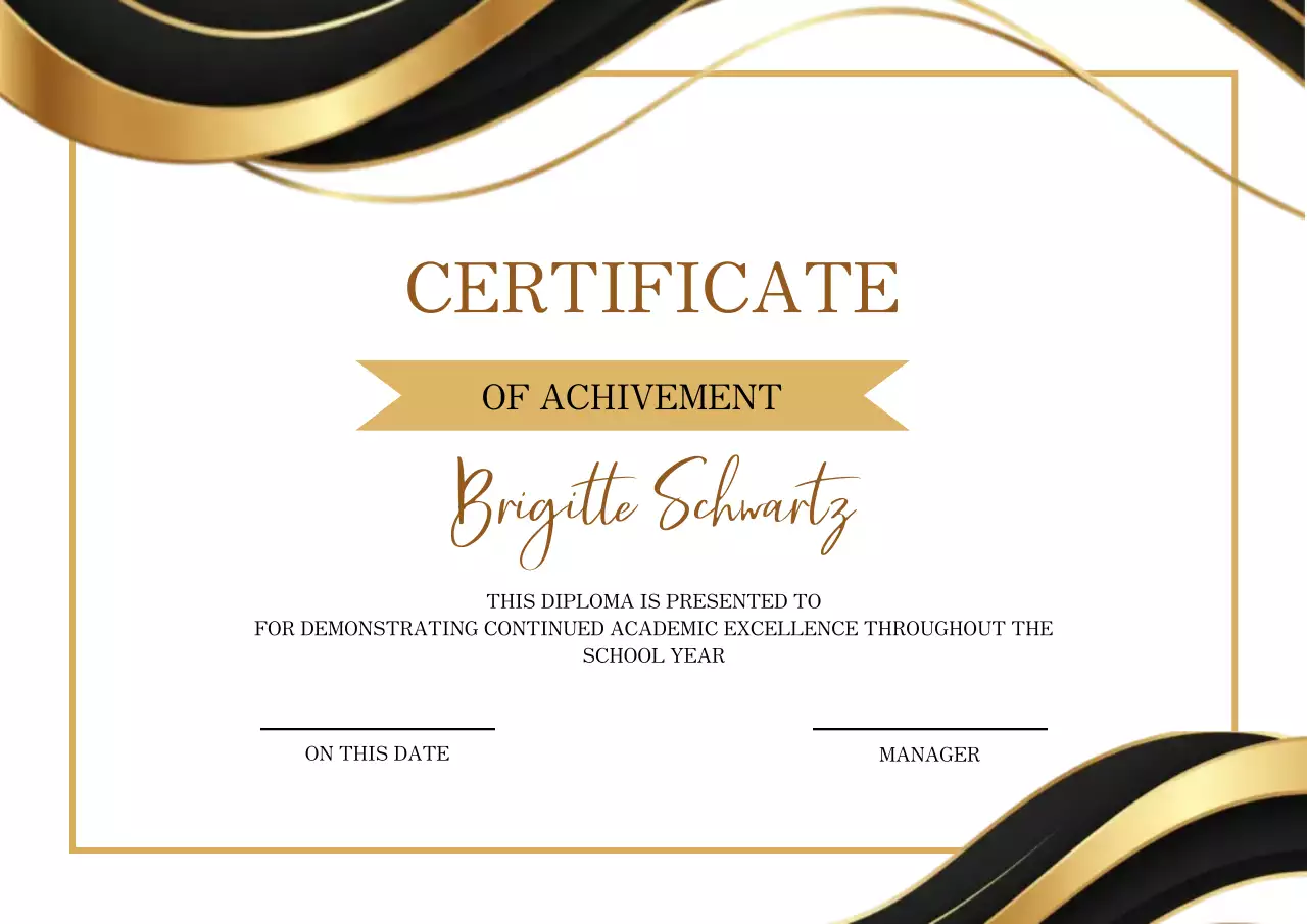 Black and Gold Modern Certificate Document