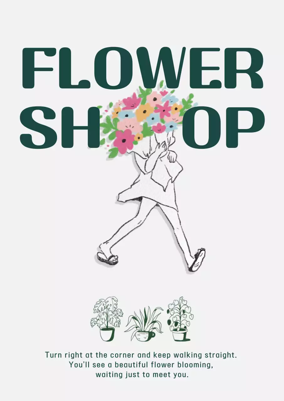 초록 미니멀 플라워샵 광고