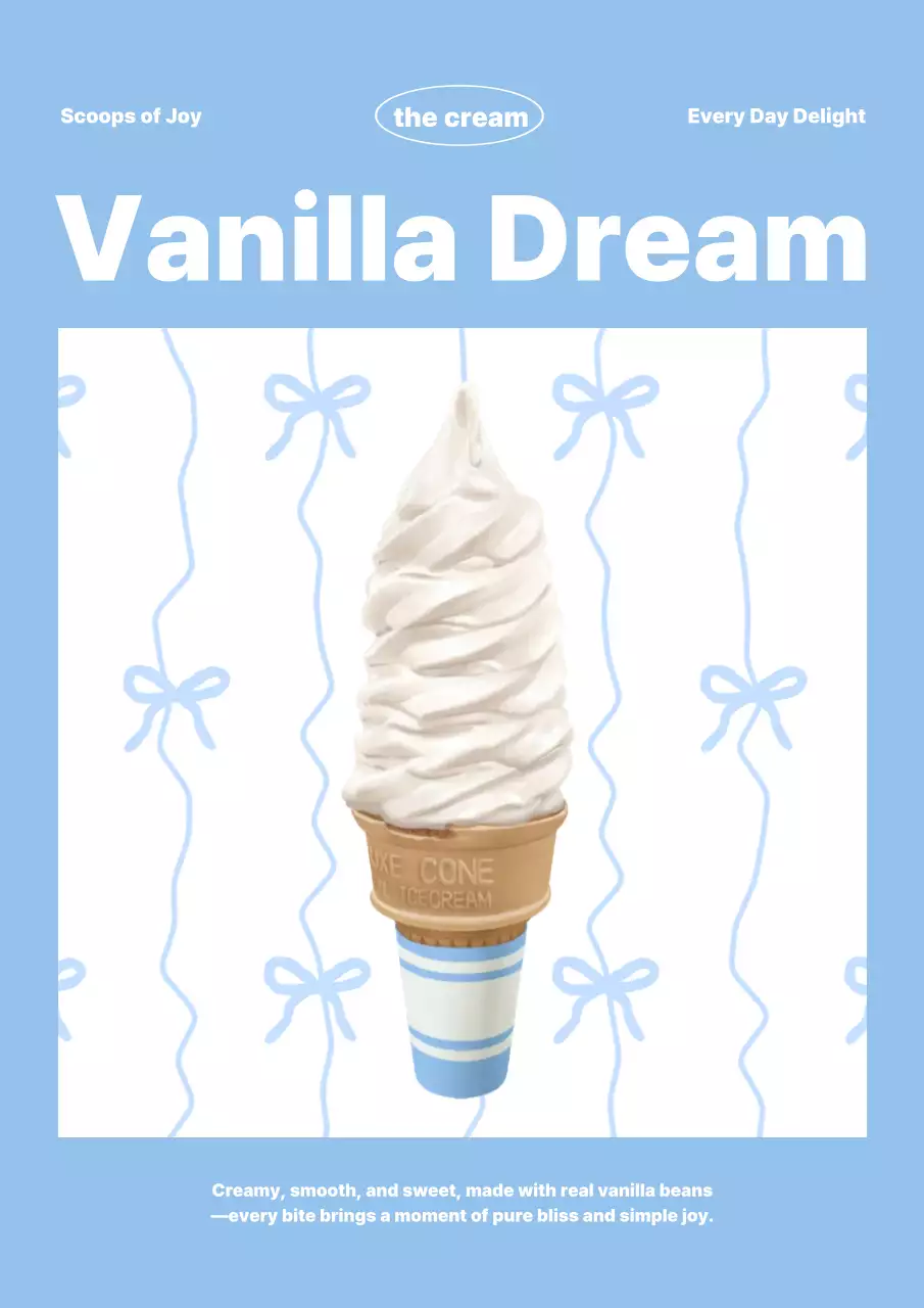 하늘색 심플 아이스크림 광고