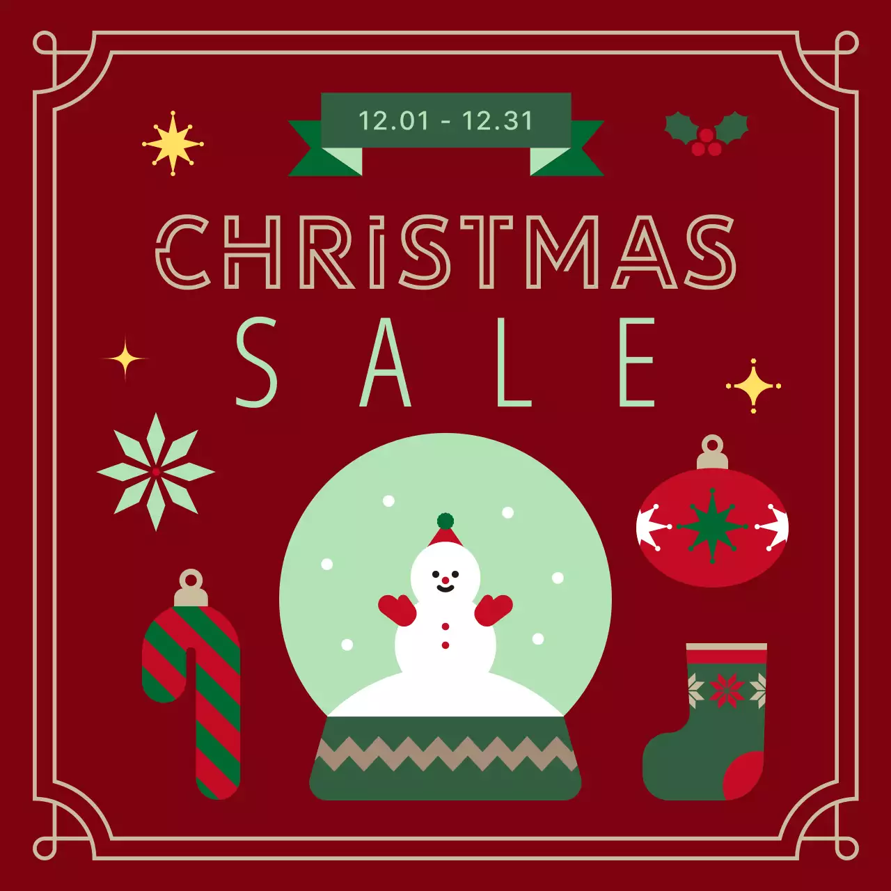 빨강 빈티지 크리스마스 세일 홍보
