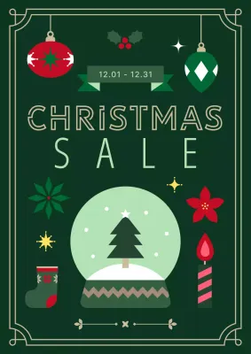 초록 빈티지 크리스마스 세일 홍보