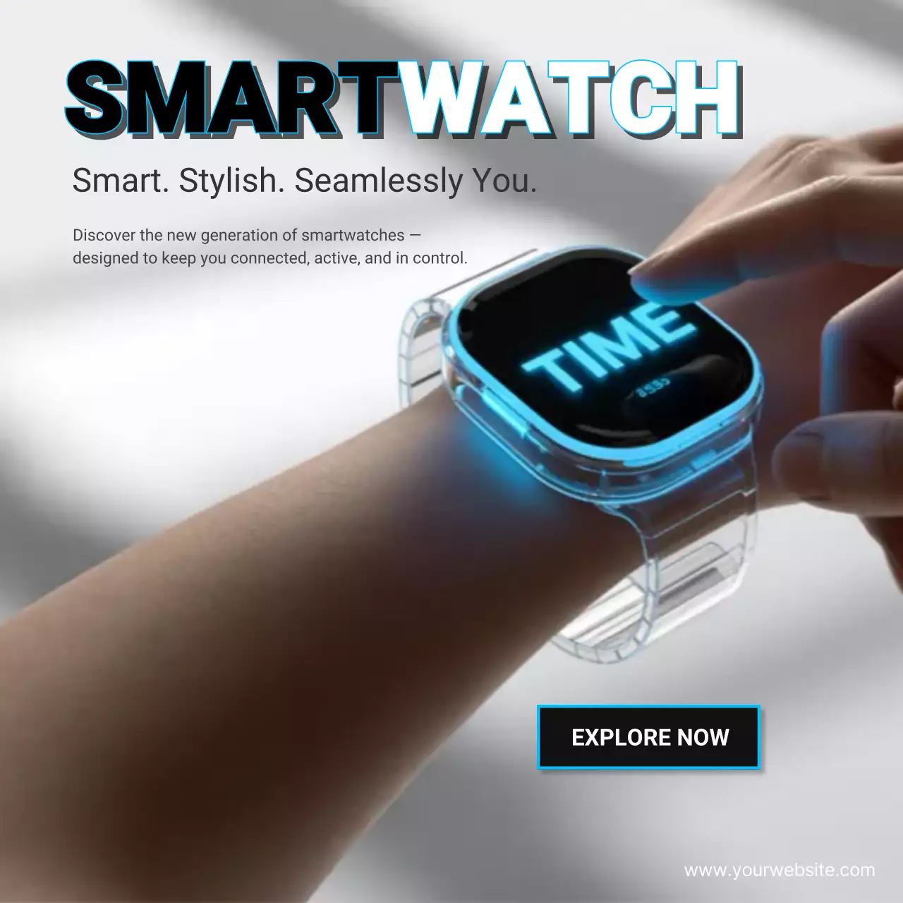 Smartwatch Ad Banner Modern Tech Promotion Template for Digital Product