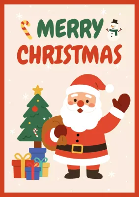 베이지 아기자기한 크리스마스 카드