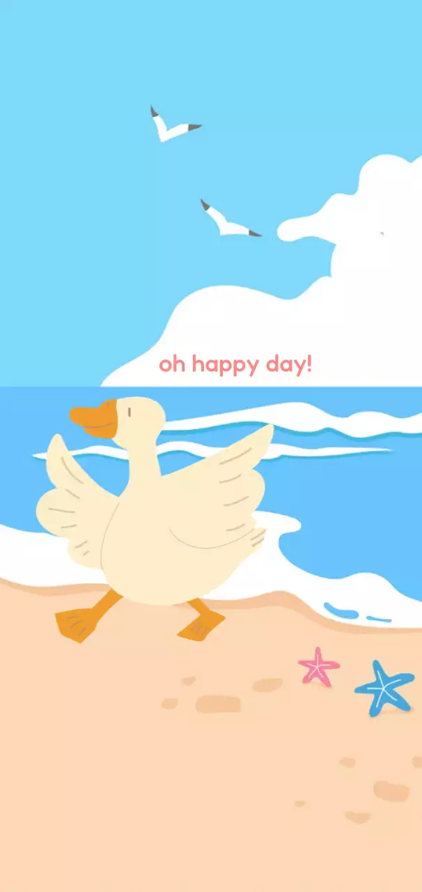 하늘색의 평화롭고 기분 좋은 거위 산책 풍경