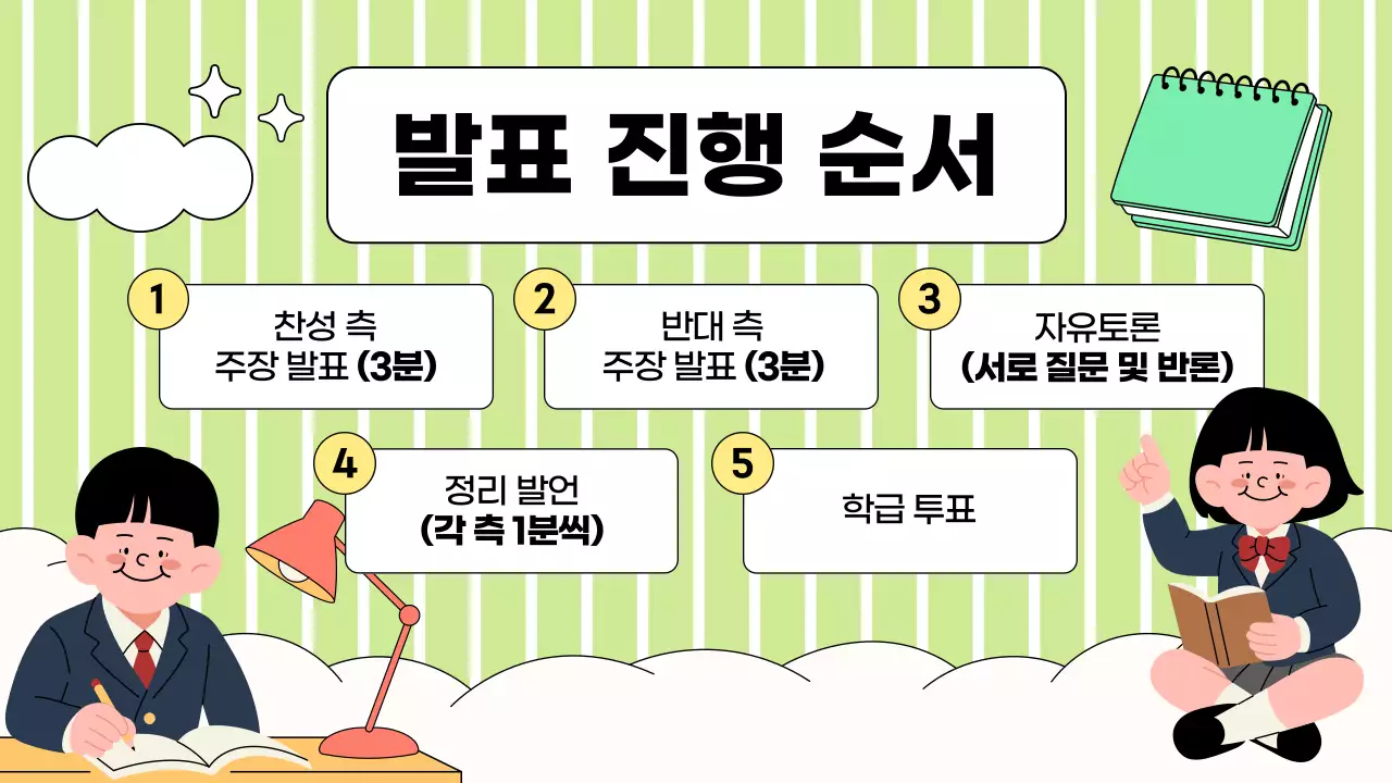 파랑과 연두 아기자기한 학급토론 수업자료