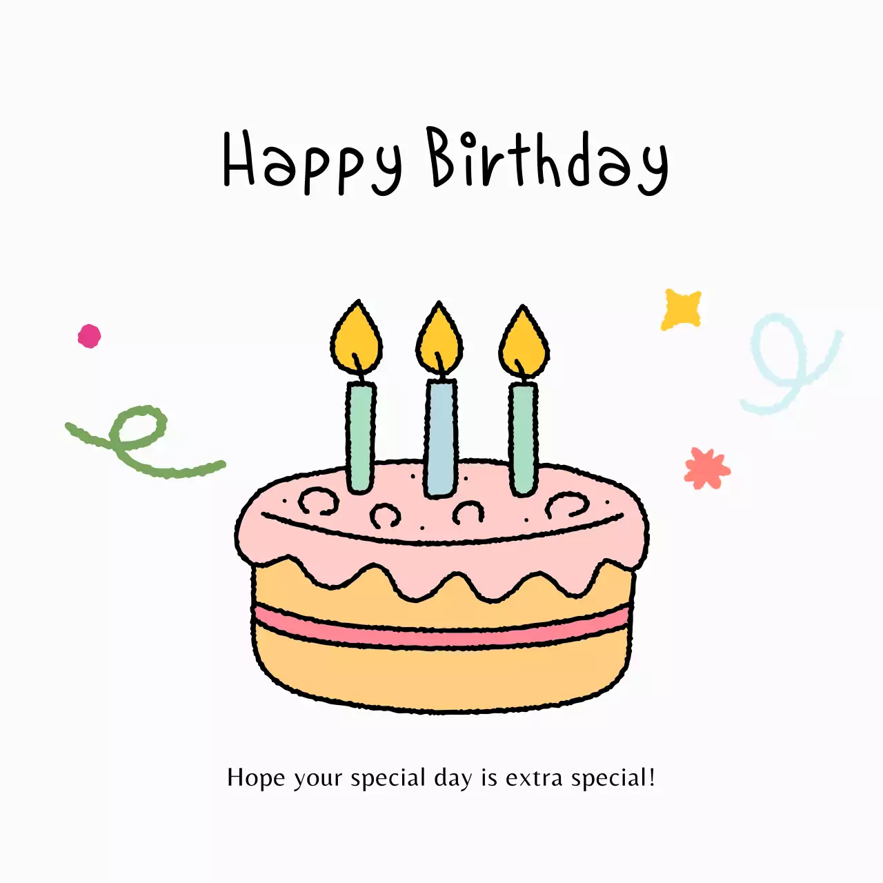 핑크 아기자기한 생일 축하