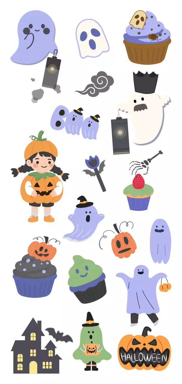 주황 아기자기한 할로윈 꾸미기