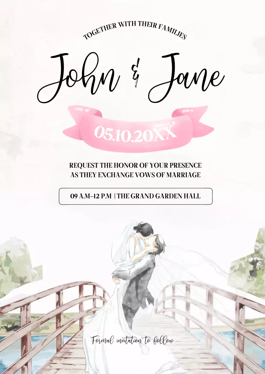 Elegant White and Blush Minimal Wedding Invitation