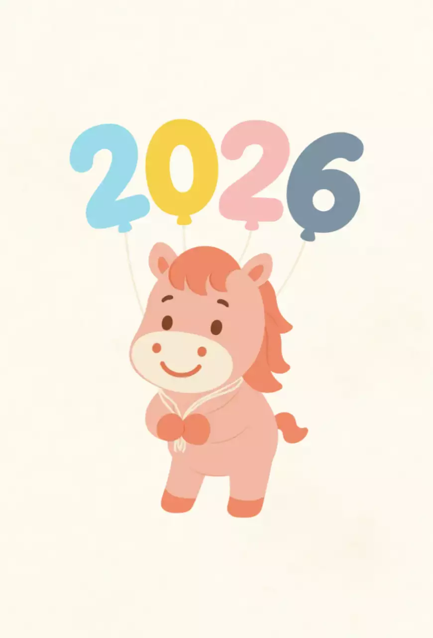 베이지 아기자기한 신년 축제