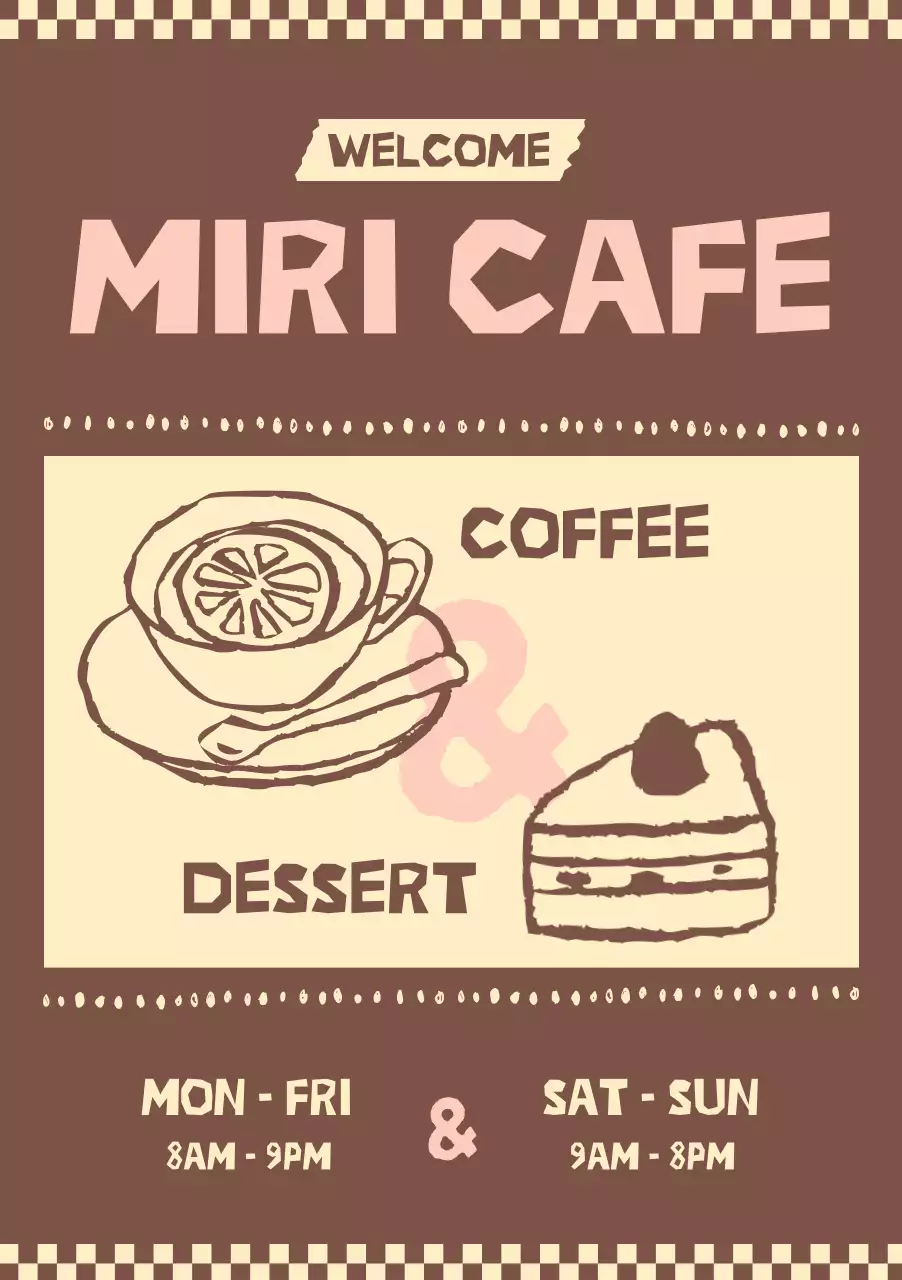 갈색 빈티지 카페 안내