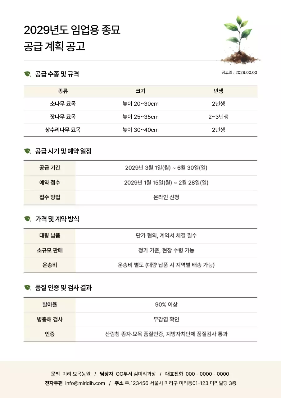 초록 깔끔 농업 안내