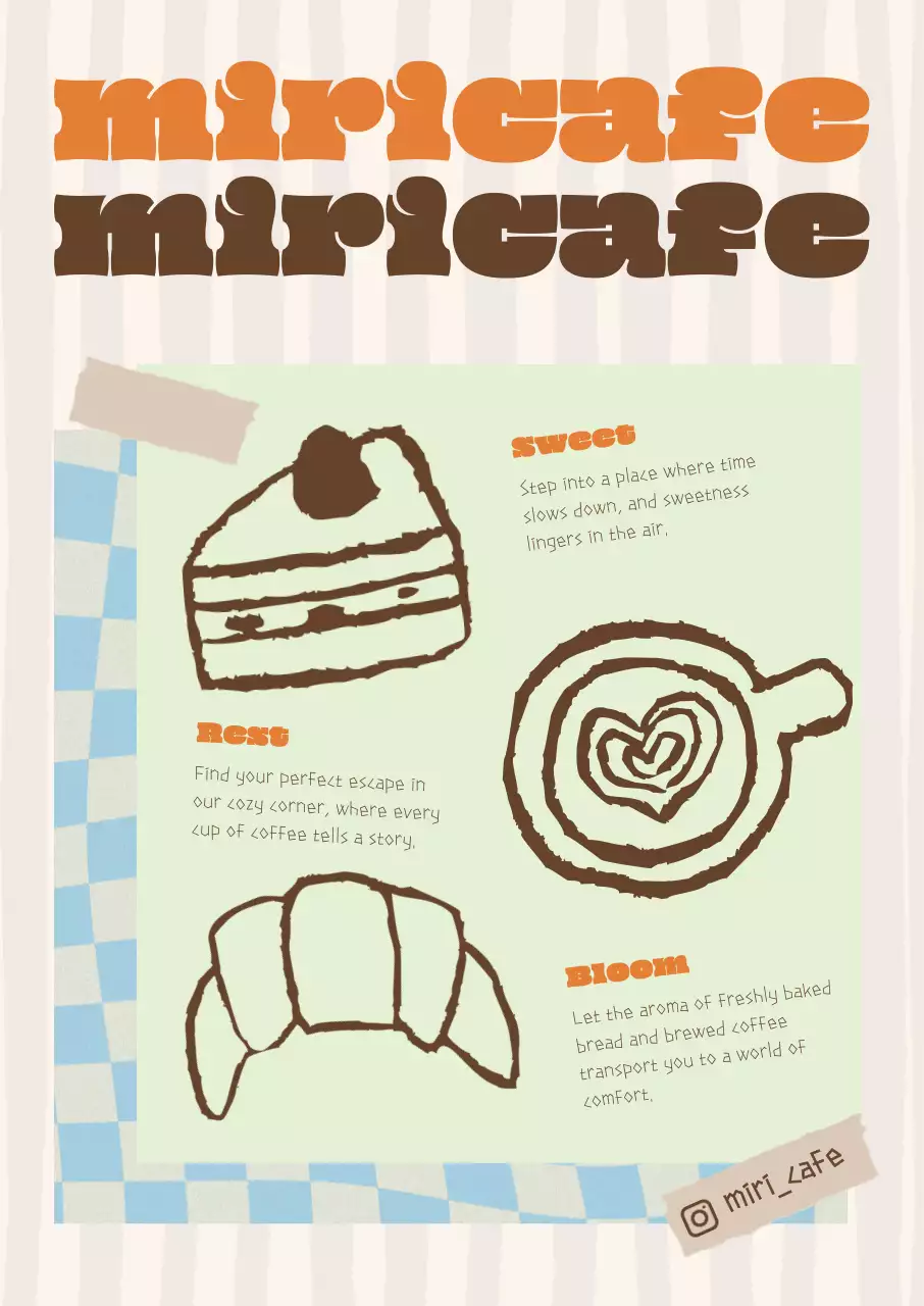 베이지 아기자기한 카페 메뉴 홍보