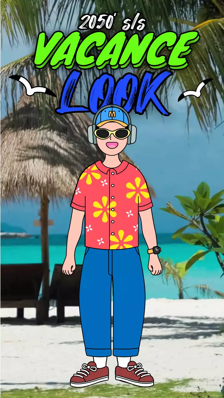 컬러풀한 패션모델 아바타 여름 바캉스 롱보 