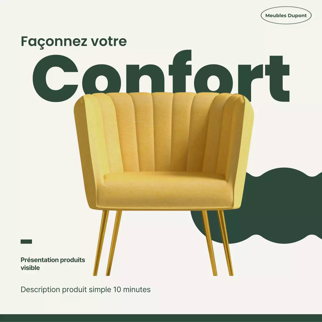 Présentation des produits de mobilier simple jaune