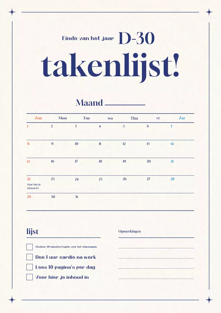 Beige Eenvoudige Kalender Memo Pad