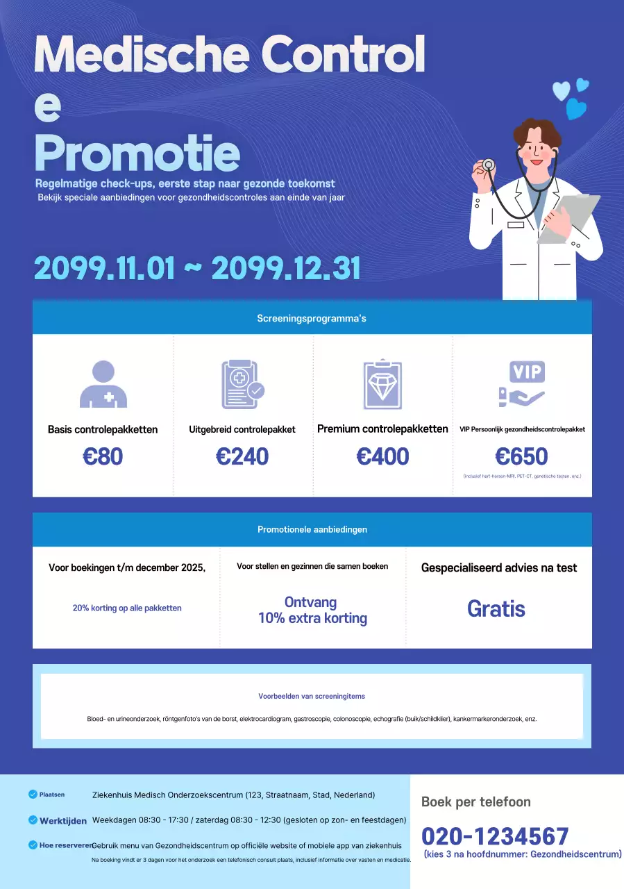 Blauwe moderne gezondheidscheck-up promotie