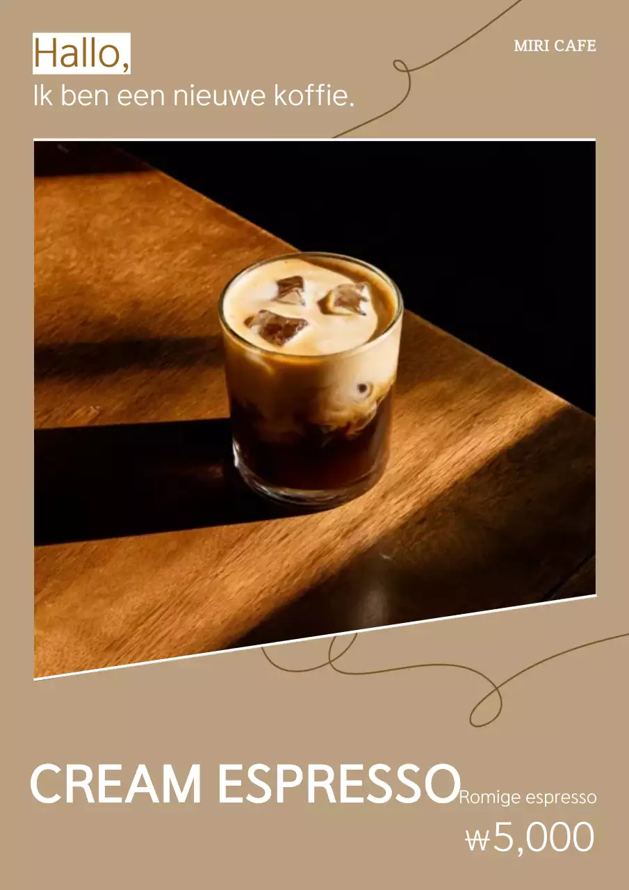 Bruine moderne koffie advertentie