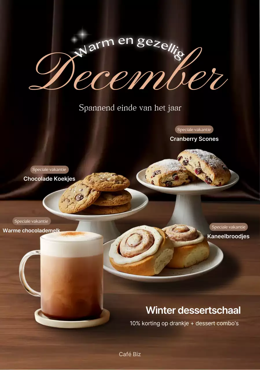 Bruine luxe dessertadvertentie