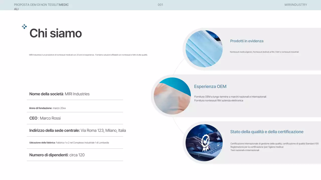 Proposta di fornitura di forniture mediche moderne color azzurro cielo