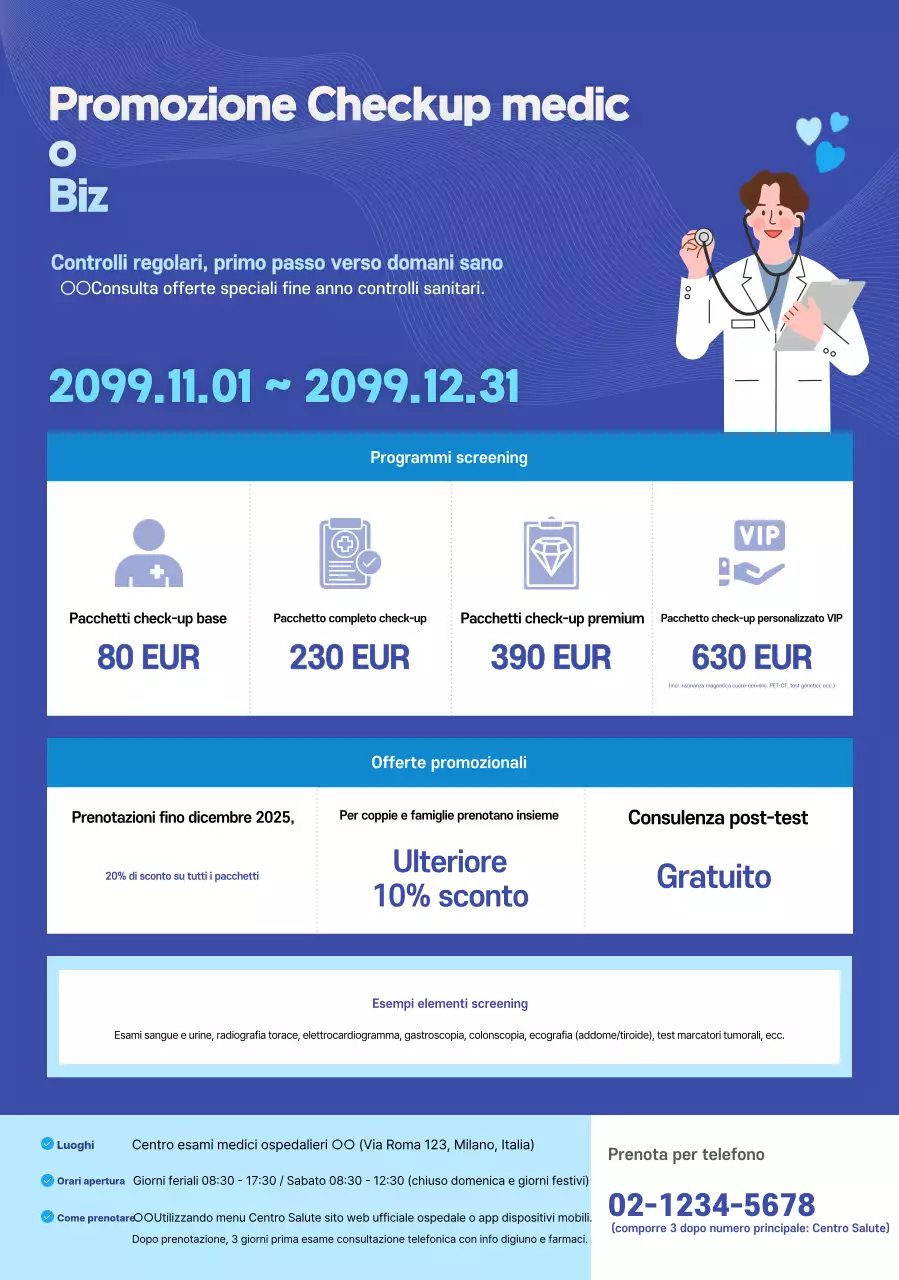 Promozione Blue Modern Health Checkup