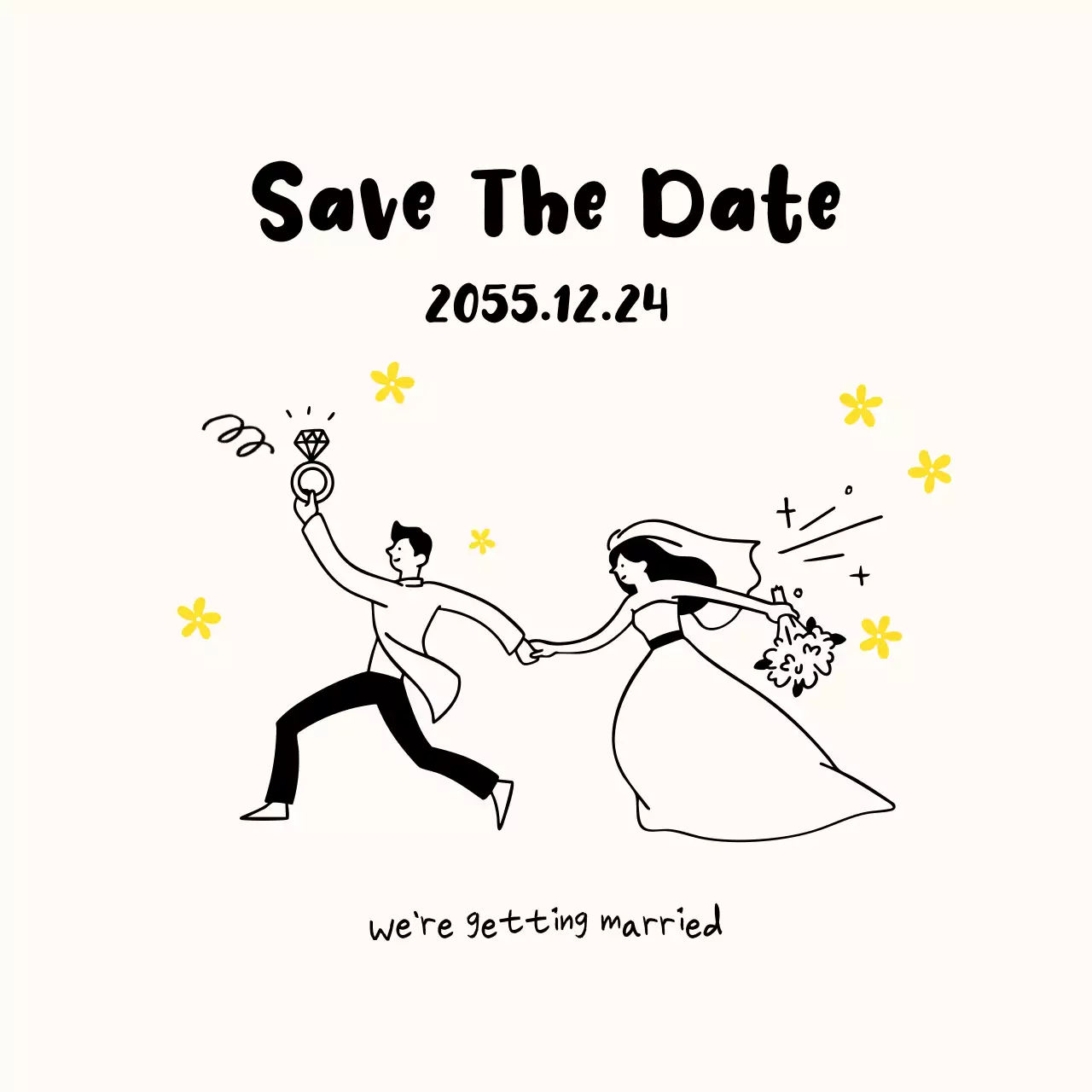 Thiệp cưới đơn giản màu ngà