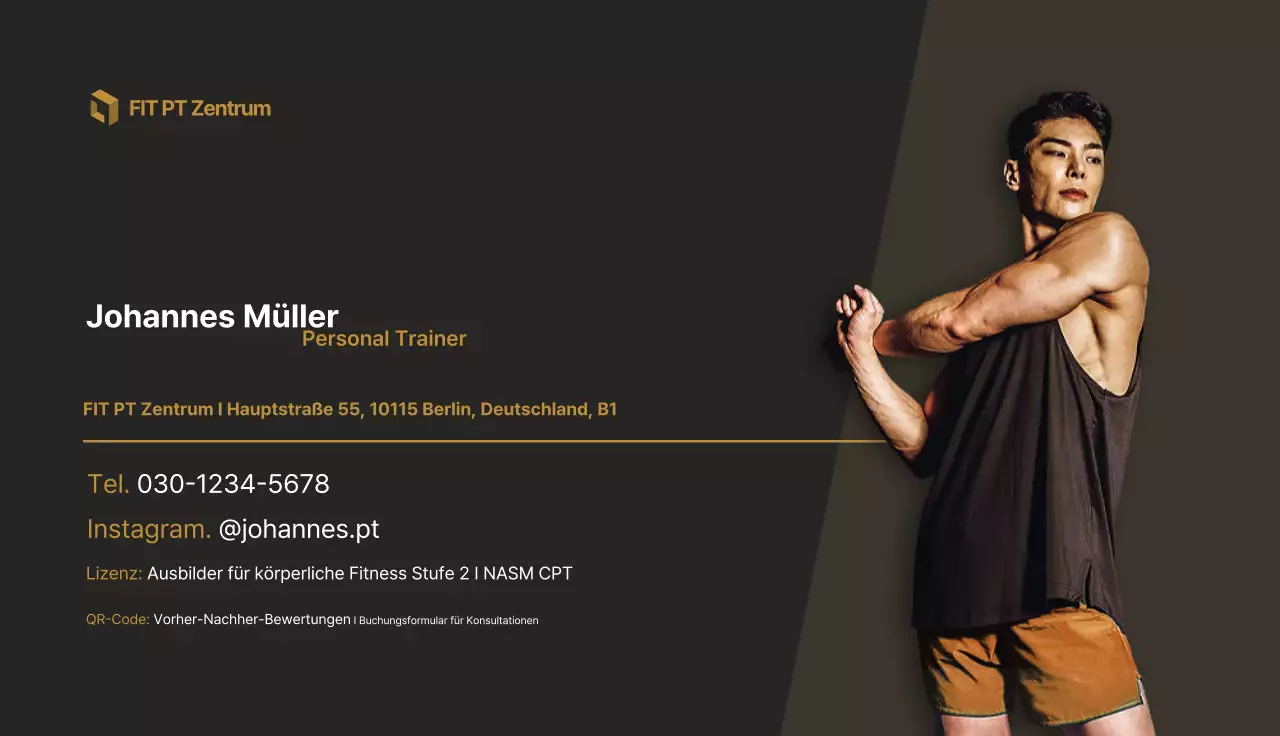 Schwarze moderne Fitness-Visitenkarte