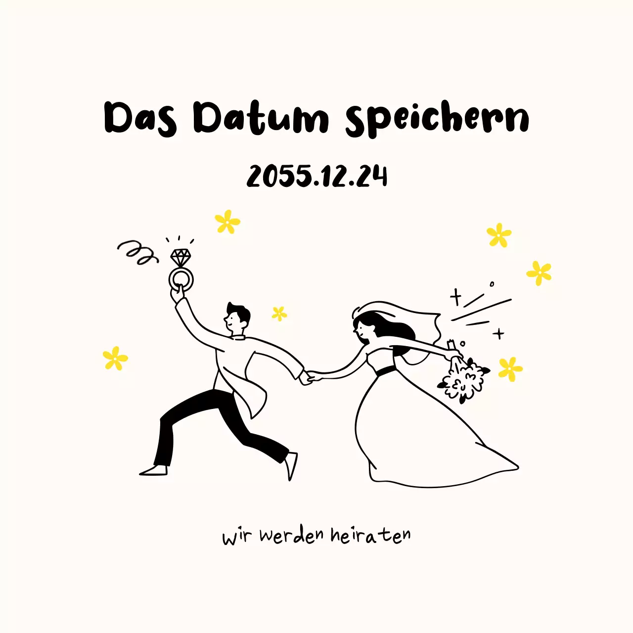 Elfenbeinfarbene, einfache Hochzeitseinladung