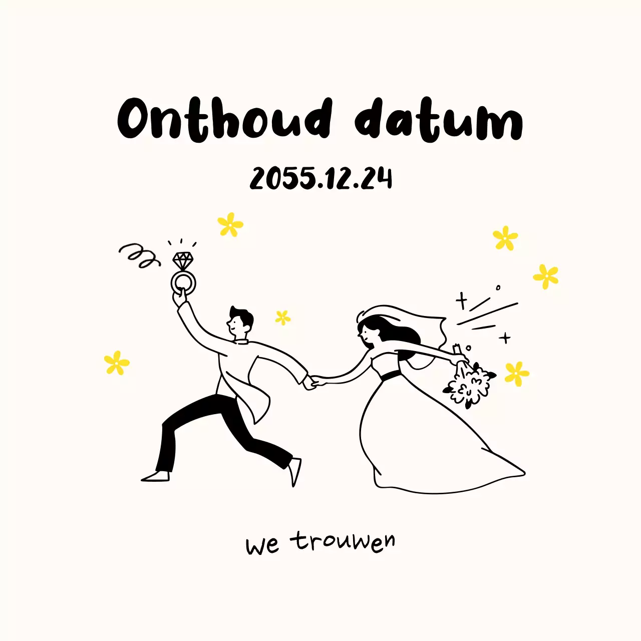 Ivoor eenvoudige huwelijksuitnodiging