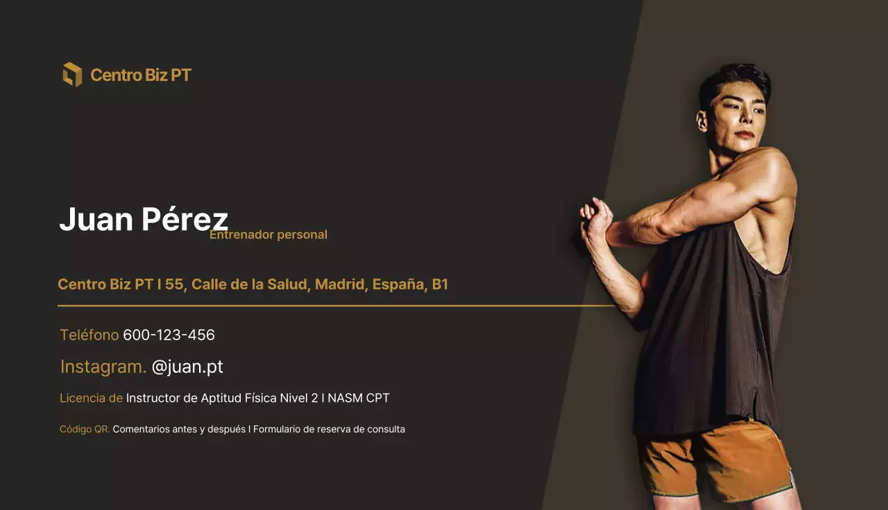 Tarjeta de presentación moderna de fitness negra