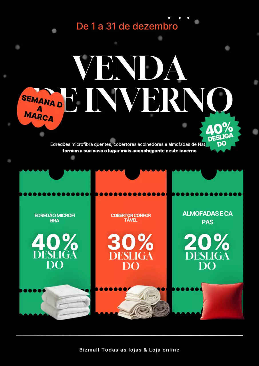 Liquidação de inverno moderna preta