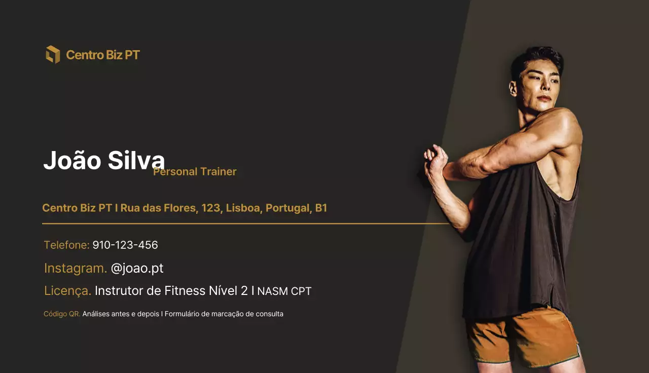 Cartão de Visita Fitness Moderno Preto